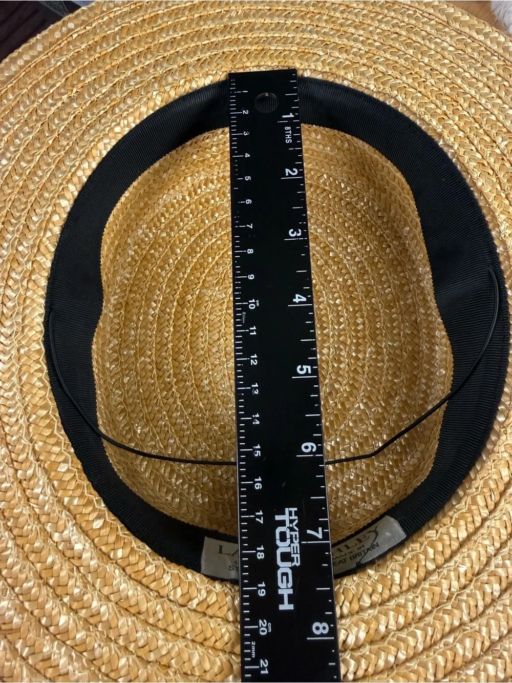 Vtg. 80s Laura Ashley Straw Boater Hat Red Ribbon Bow Cottagecore Great Britain